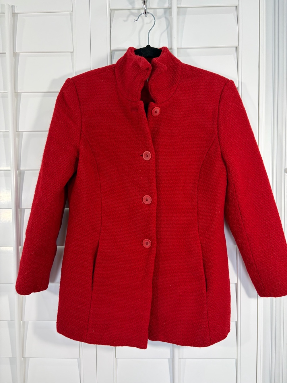 Talbots 100% Wool Red Pea Coat - Picture 1 of 7